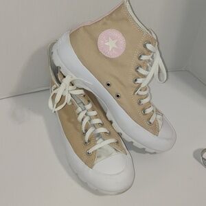 Converse Chuck Taylor All Star Lugged High Top Sneakers Beige And Pink W10 Mens8